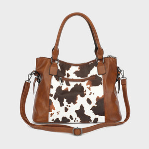 Purses Tote Bag For Women, Handbags PU Leather Large Shoulder Bag,  Cow Pattern Work Bags With Multi-Pockets, Designer Hobo Satc