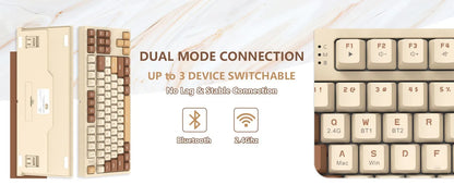 M88 Wireless Mechanical Keyboard,87 Keys QWERTY Layout TKL Hot Swappable Keyboard, Bluetooth/2.4Ghz Dual Mode 2-in-1 Receiver