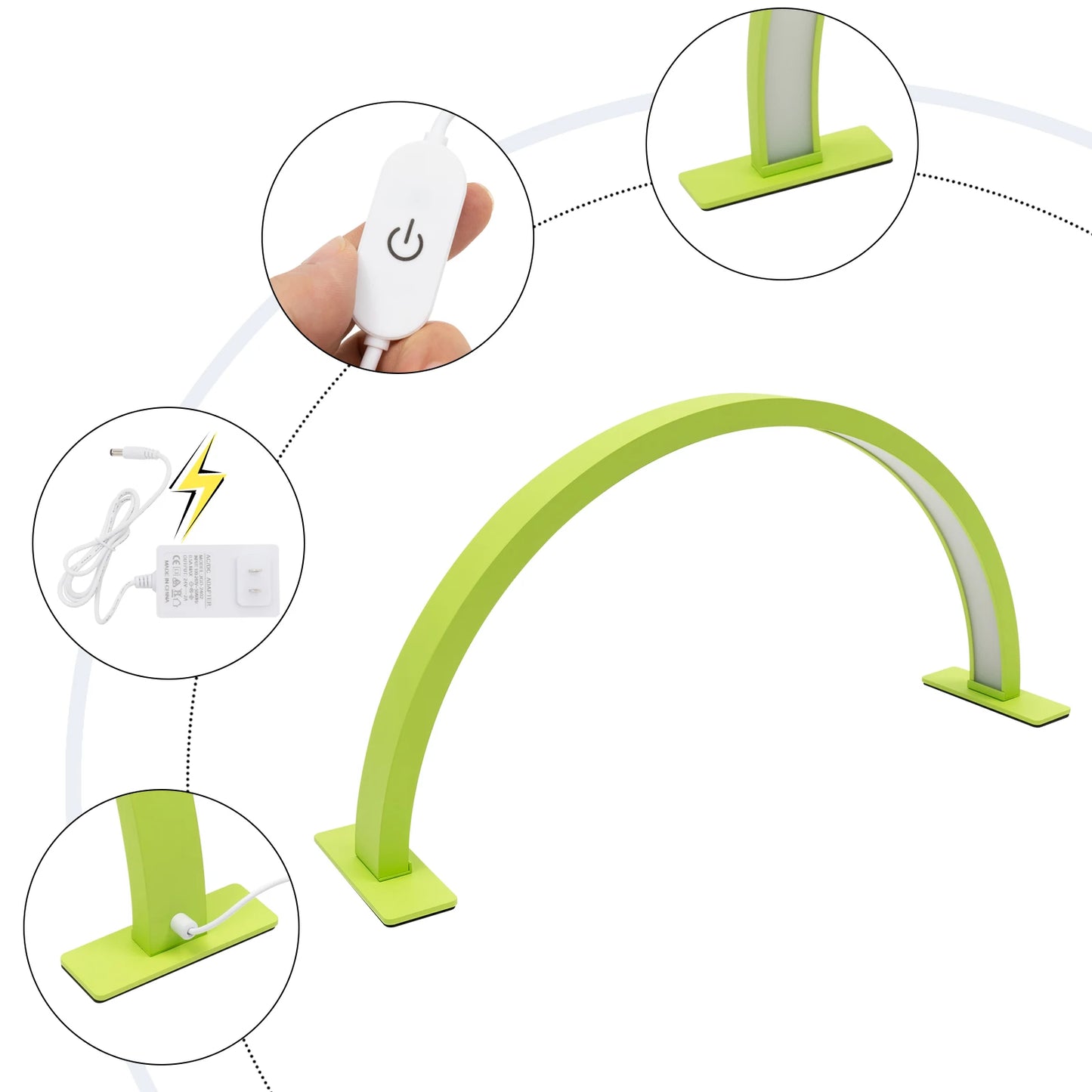 LED Half Moon Light Adjust Brightness 3000K‑6000 Half Moon Desk Lamp for Nail Art, Facial Spa, Skincare, Lash Extensions