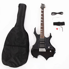 Load image into Gallery viewer, Flame Electric Guitar HSH Pickup Shaped Electric Guitar Pack Strap Picks Shake Cable Wrench Tool Black Beginner Guitar
