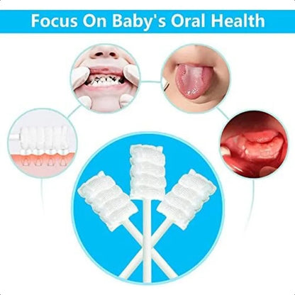 [100Pack] Baby Toothbrush Newborn Baby Tongue Cleaner Toothbrush Clean Baby Gums Disposable Tongue Cleaner Soft Gauze Toothbrus