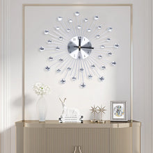 Load image into Gallery viewer, Silver Color  Wall Clock for Living Room Decor Modern Big Crystal Non-Ticking Quiet Wall Clocks Decorations for Kitchen Office

