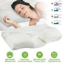 Load image into Gallery viewer, Bamboo Memory Foam Sleep Pillow Contoured Cervical Orthopedic Pillow Neck Support Breath Pillow
