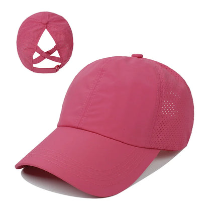 Baseball Caps For Women Hats New Breathable Mesh Sun Visor Hats Female Summer European Outdoor Sports Criss Cross Ponytail Hat