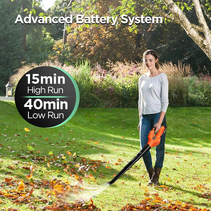 Cordless Leaf Blower, 150Mph Handheld Electric Leaf Blowers with 2.0Ah Battery & Fast Charger, 2 Speed Mode, 20V Battery Powered