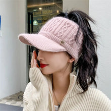 Load image into Gallery viewer, Women Hats 2022 New Autumn Winter Warm Rabbit Knitted Hats Outdoor Sports Golf Ponytail Hat Baseball Caps Empty Top Caps 1PC
