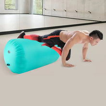 Load image into Gallery viewer, Air Roller Gymnastics Barrel Back Handspring Trainer Yoga Training Inflatable Gymnastics Tumble Mats Foldable w/ Air Pump, Green
