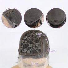 Load image into Gallery viewer, 6inch 150% density black color 13x1 Tpart lace short curly human hair wig daily party cosplay use remy hair wig for women

