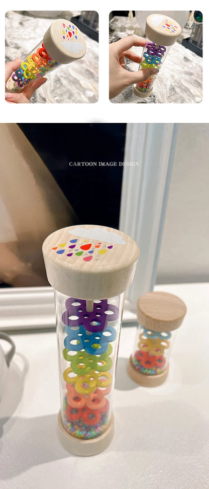 Wooden Rain Sound Tube Instrument Rain Maker Rain Stick Musical Instrument Hourglass Music Shaker Toy Hearing Enlightenment Toys
