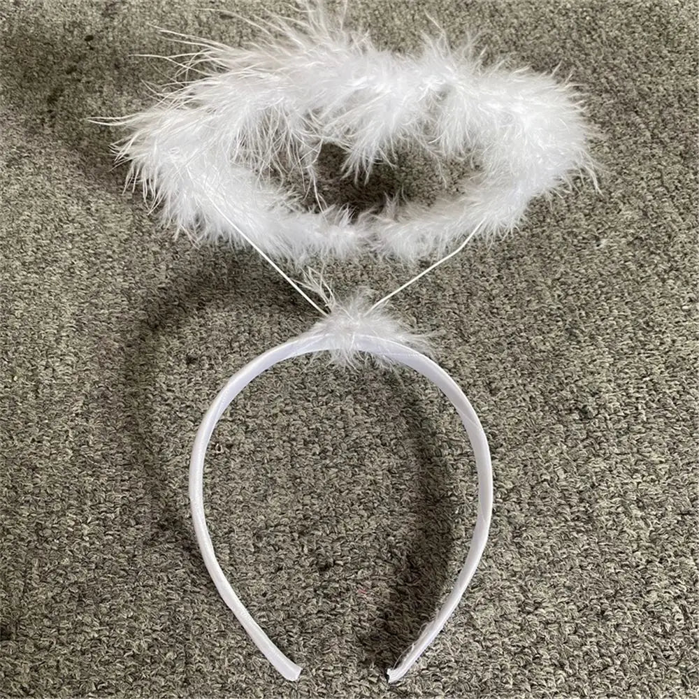 Angel Halo Headband Black White Feather Angel Headband Christmas Festival Party Favor Angel Outfit Cosplay Costume Accessories