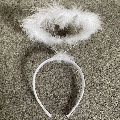 Angel Halo Headband Black White Feather Angel Headband Christmas Festival Party Favor Angel Outfit Cosplay Costume Accessories