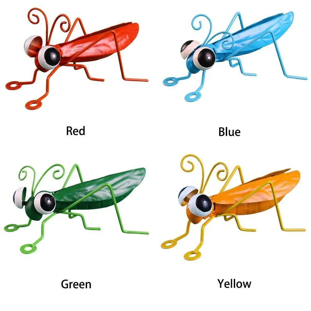 Garden Cute Metal Grasshopper Figurine Decor Outdoor Tree Wall Art Garden Grasshopper Statues Decoration For Yard Patio Backyard
