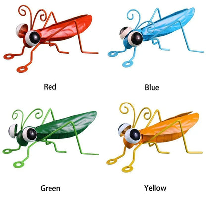 Garden Cute Metal Grasshopper Figurine Decor Outdoor Tree Wall Art Garden Grasshopper Statues Decoration For Yard Patio Backyard