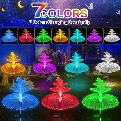 2/4/6 Pack Solar 3 Tier Butterfly Flower Lights Latest 7 Color Changing Butterfly For Christmas Pool Patio Garden Decoration