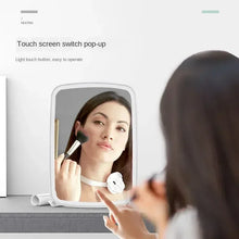 Load image into Gallery viewer, Portable Makeup Mirror With Led Light Touch Screen 3color Light Vanity Folding Dressing Mirror Light Home Beauty Tools

