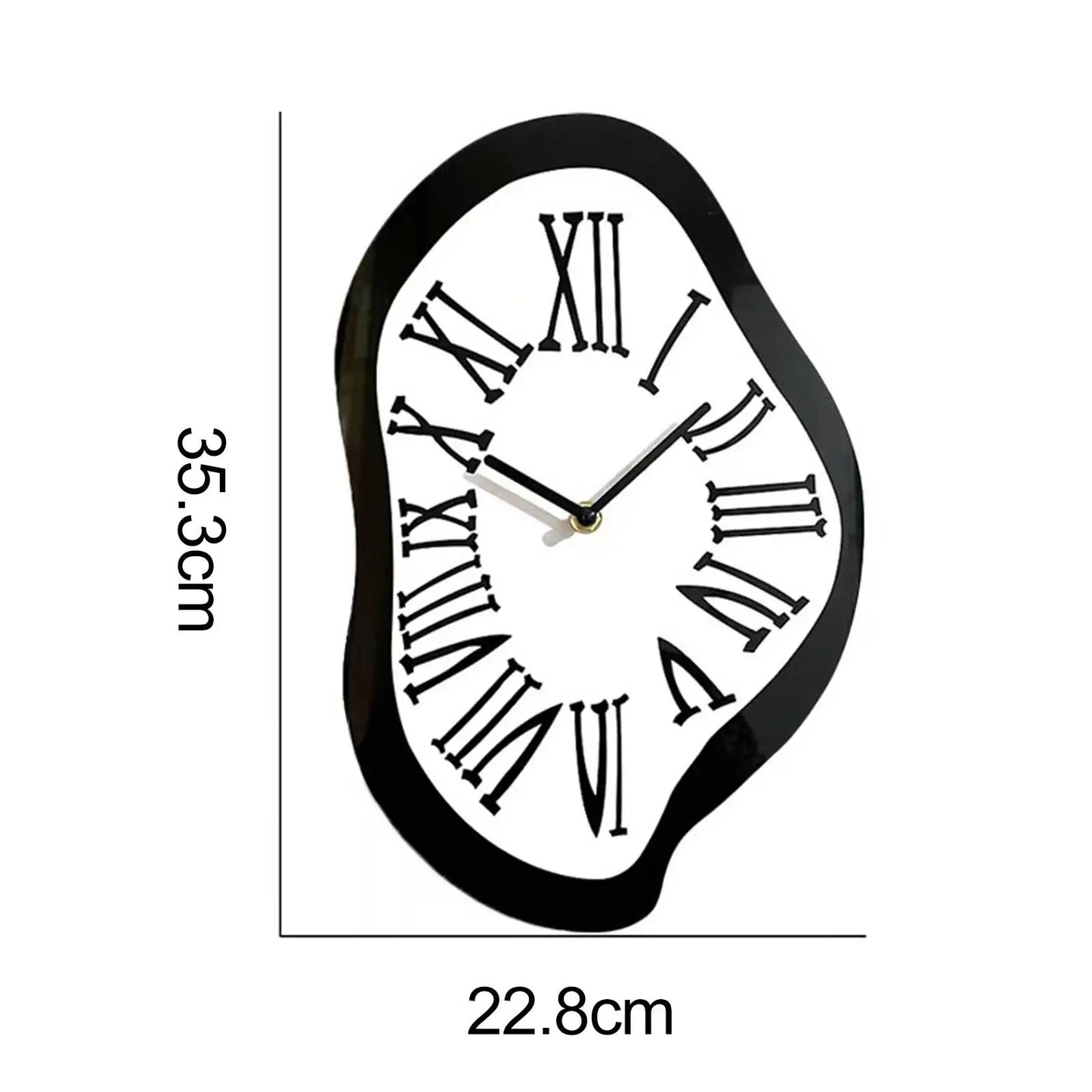 Melting Clock Roman Numeral Clock Distorted Wall Clock for Shop Bedroom Home