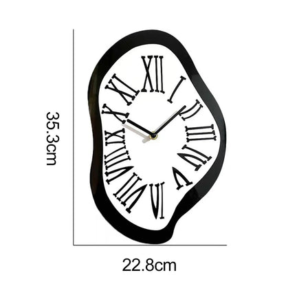 Melting Clock Roman Numeral Clock Distorted Wall Clock for Shop Bedroom Home