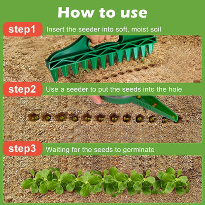 Seed Spreader, 2025 New Sowing Seeds Dispenser Set, Handheld Seed Planter Tool Seed Dibber Multifunctional Seed Spacer Gardening