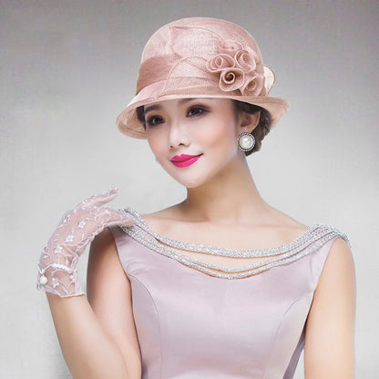 FS Wedding Top Hats For Women Elegant Church Sun Protection Cap Ladies Purple Breathable Sunshade Formal Occasion Millinery