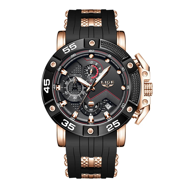 Man Watch LIGE Top Brand Luxury Sports Watches for Men Luminous Chronograph Quartz Wristwatch Big Dial Male Clock Gifts for Men