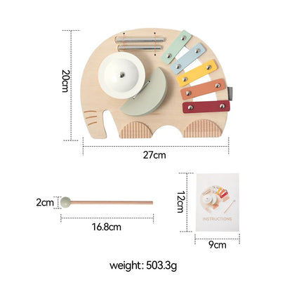 Montessori Baby Music Toys Wooden Kid Instrument Educational Toys 0-3 Years Newborn Music Elephant Xylophone Toy Children Gift