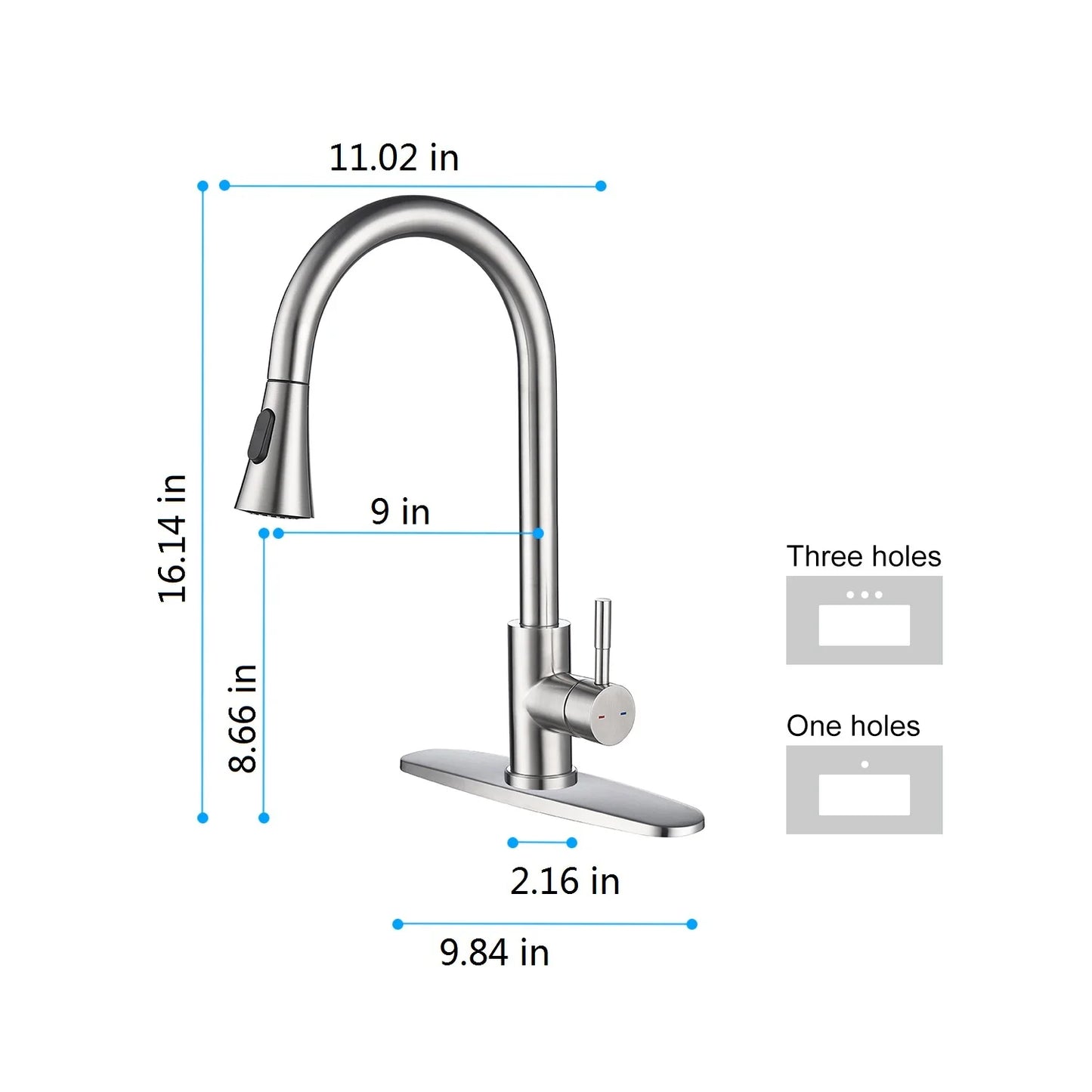 Kitchen Faucet with Pull Out Spraye Kitchen Faucet  Single Handle  Out Mixer  Stream Sprayer Nozzle Stainless Steel Family