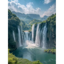 Load image into Gallery viewer, 5D DIY Full Square&amp;Round Diamond Painting Forest Waterfall Landscape Set Mosaic Art Home Decoration Gift for Living Room Bar
