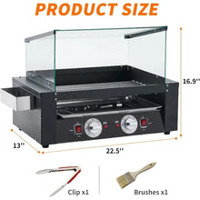 Load image into Gallery viewer, 1400W Hot Dog Roller Machine Stainless Hotdog Roller Grill with Glass Guard LED Warm Light for Commercial BBQ (7 Rollers)
