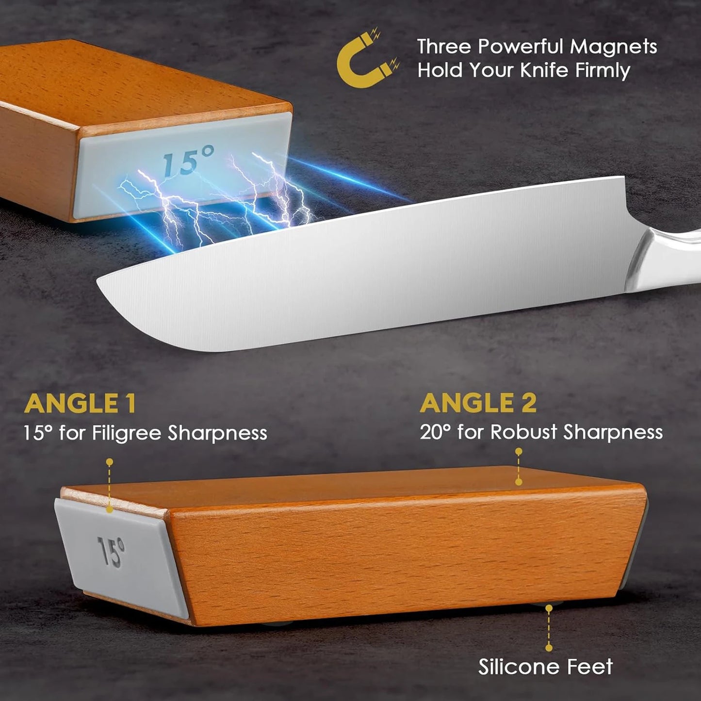 Knife Sharpener Tool, Rolling Knife Sharpeners Kit, Kitchen Knivies Sharpener with Diamond and Ceramic for Steel, Knife Sharpeni