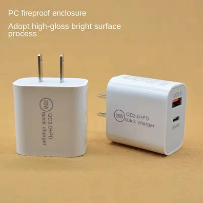 Dual Port Charger For Iphone Apple PD20W Fast Charging Head Type-C US Standard 20W Multi Port QC3.0 USB Charger