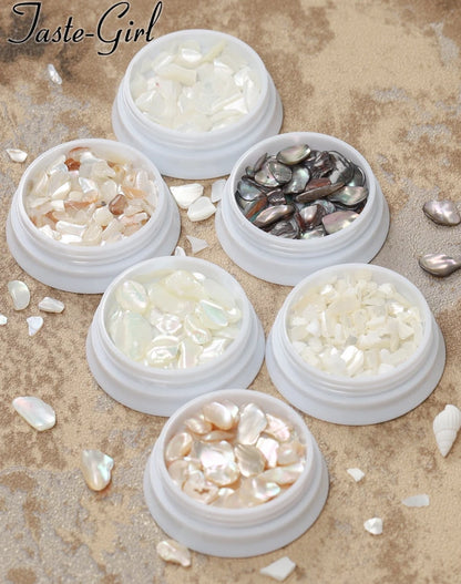 1 Pot Nails Abalone Shell Fragments Texture Natural Sea Shell 3d Charm Nail Art Decoration Slice DIY Beauty Salon Tools new