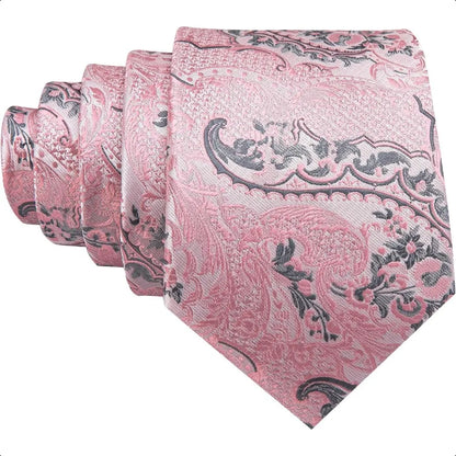 Barry.Wang Men Ties Paisley Woven Silk Necktie Set with Pocket Suqare Cufflinks Formal