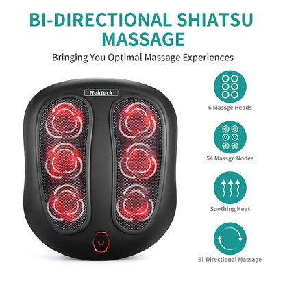 Nekteck Electric Foot Massager Heating Therapy Hot Compress Shiatsu Kneading Roller Muscle Relax Pain Relief Foot Spa Machine