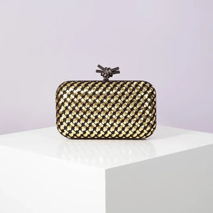 Woven Clutch Bag for Women Formal Party Contrast Color Microfiber Thread Braid Evening Bags Classic Chain Small Square Handbags