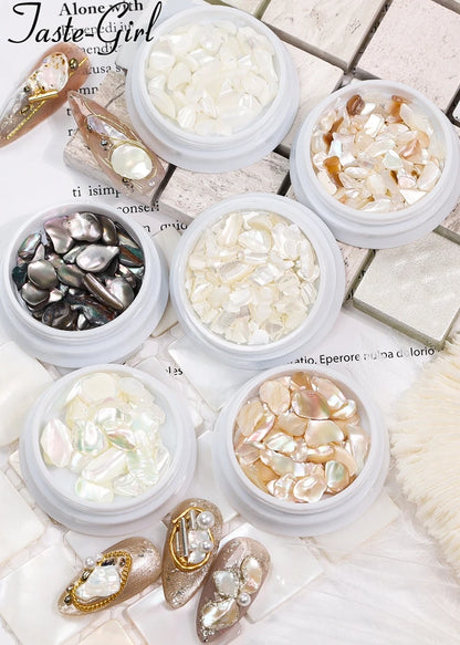 1 Pot Nails Abalone Shell Fragments Texture Natural Sea Shell 3d Charm Nail Art Decoration Slice DIY Beauty Salon Tools new