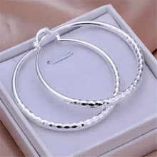 Load image into Gallery viewer, Charms fine 925 Sterling Silver 5CM circle hoop Earrings for Women fashion Pretty wedding party Jewelry Holiday gifts
