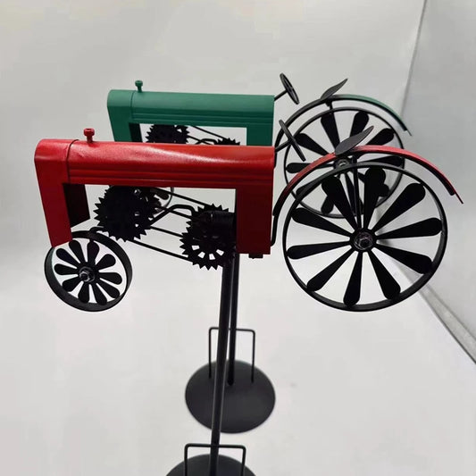 Garden Stake,Farm Tractor,Turning Wheels, Vintage Finish,Tractor Wind Spinner,Tractor Yard Stake Cart