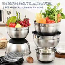 Load image into Gallery viewer, 8pcs Mixing Bowls with Airtight Lids Stainless Steel Mixing Bowl Set, Attachments  Bottoms, Black Kitchen Bowls, Baking Serving
