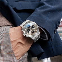 Load image into Gallery viewer, I&amp;W Men Automatic Watch 41mm Luxury Mechanical Wristwatch Waterproof Sapphire Steel Strap Power Reserve Indicator Month Week

