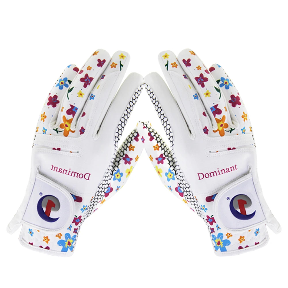 1Pair Golf Gloves for Women PU Leather Soft Fit Sport Grip Durable Gloves Anti-skid Breathable Sports Gloves