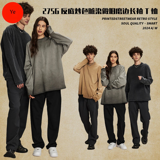 Long-sleeved t-shirt with bottom color