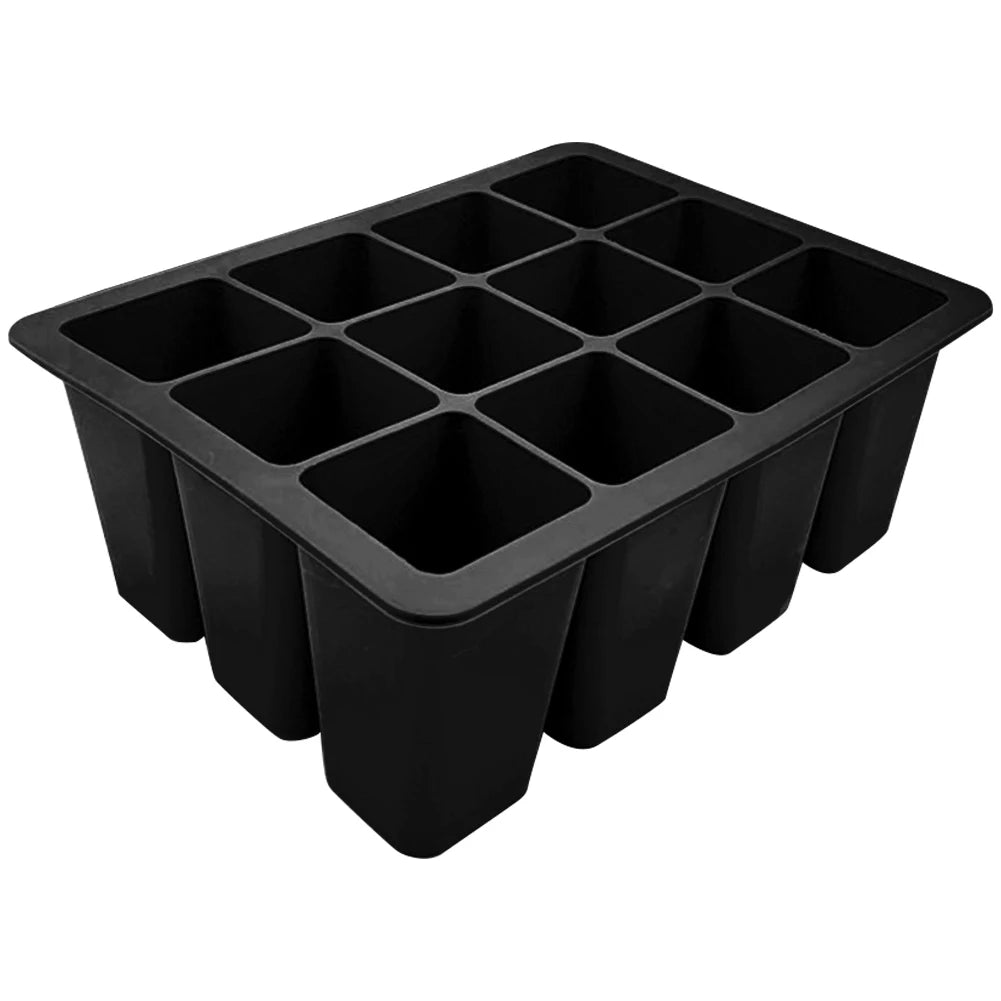 12 Holes Silicone Seedling Starter Trays Breathable Flower Plant Seed Grows Box Reusable Gardening Sowing Tray for Plants Indoor