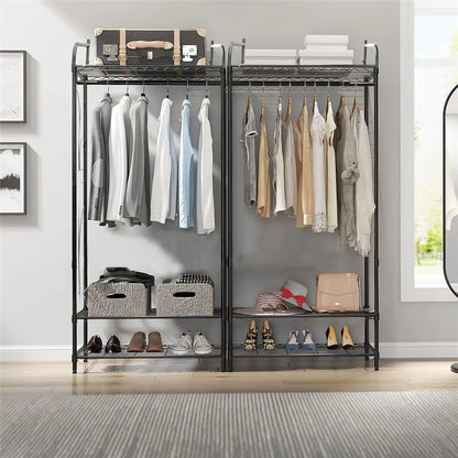 Heavy Duty Clothes Rack Coat Stand Hanger Garment Organiser Closet Storage Metal Shelves Strong Load Capacity