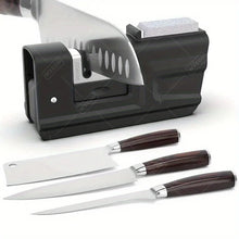 Load image into Gallery viewer, Knife Sharpener, 3-Stage Knife Sharpener Tool with Sharpening Stone, 2-in-1 Knife Sharpener Kit, Foldable Chef Knife Sharpening

