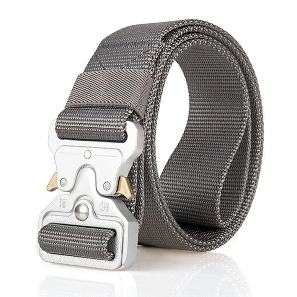 Belts For Men Tactical Belt Metal Silver Buckle Nylon Waist Strap Girdle Heavy Duty Training Hunting Mens Belts