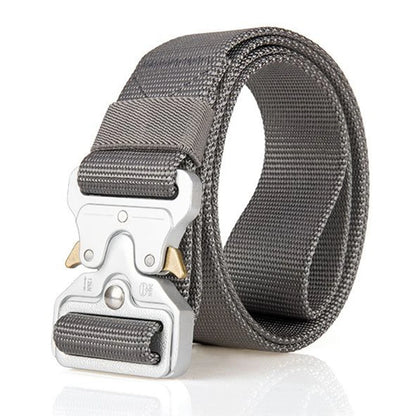 Belts For Men Tactical Belt Metal Silver Buckle Nylon Waist Strap Girdle Heavy Duty Training Hunting Mens Belts