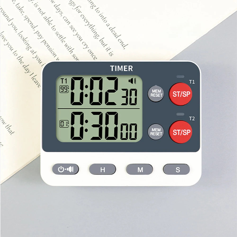 Dual Digital Timer Multifunctional Count UP/Down Timer with Memory Function Cooking Timer Portable for Kitchen Cooking