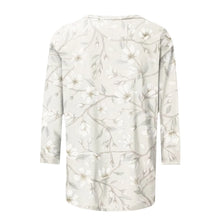 Load image into Gallery viewer, Female Clothing Delicate Fashion Shirts Floral Round Neck 3/4 Sleeves Printed Summer Women Pullover Daily Wear Vetement Femme
