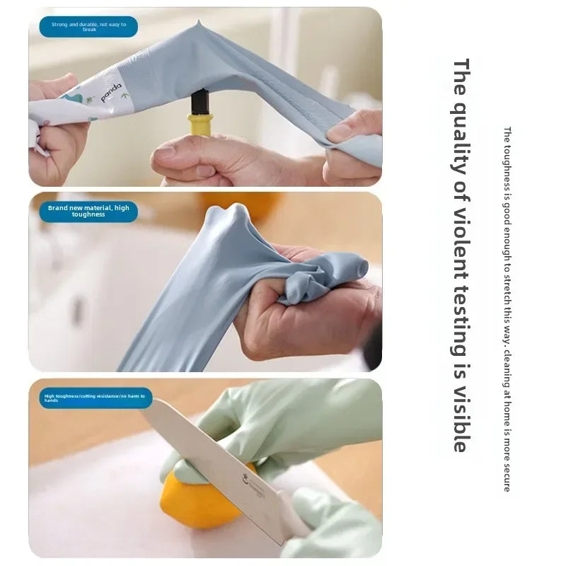 Women's Kitchen Gloves - Durable, Extended Waterproof Rubber Gloves for Dishwashing, Cleaning, Laundry & Household Chores - Comf