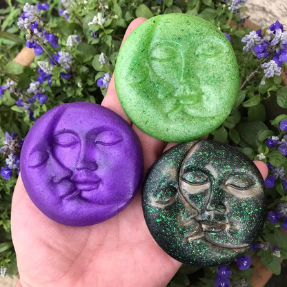 Sun & Moon Silicone Soap Molds 4 Cavity Crescent Moon Face Mould for Homemade Lotion Bar Bath Bombs Polymer Clay Wax Candle Make